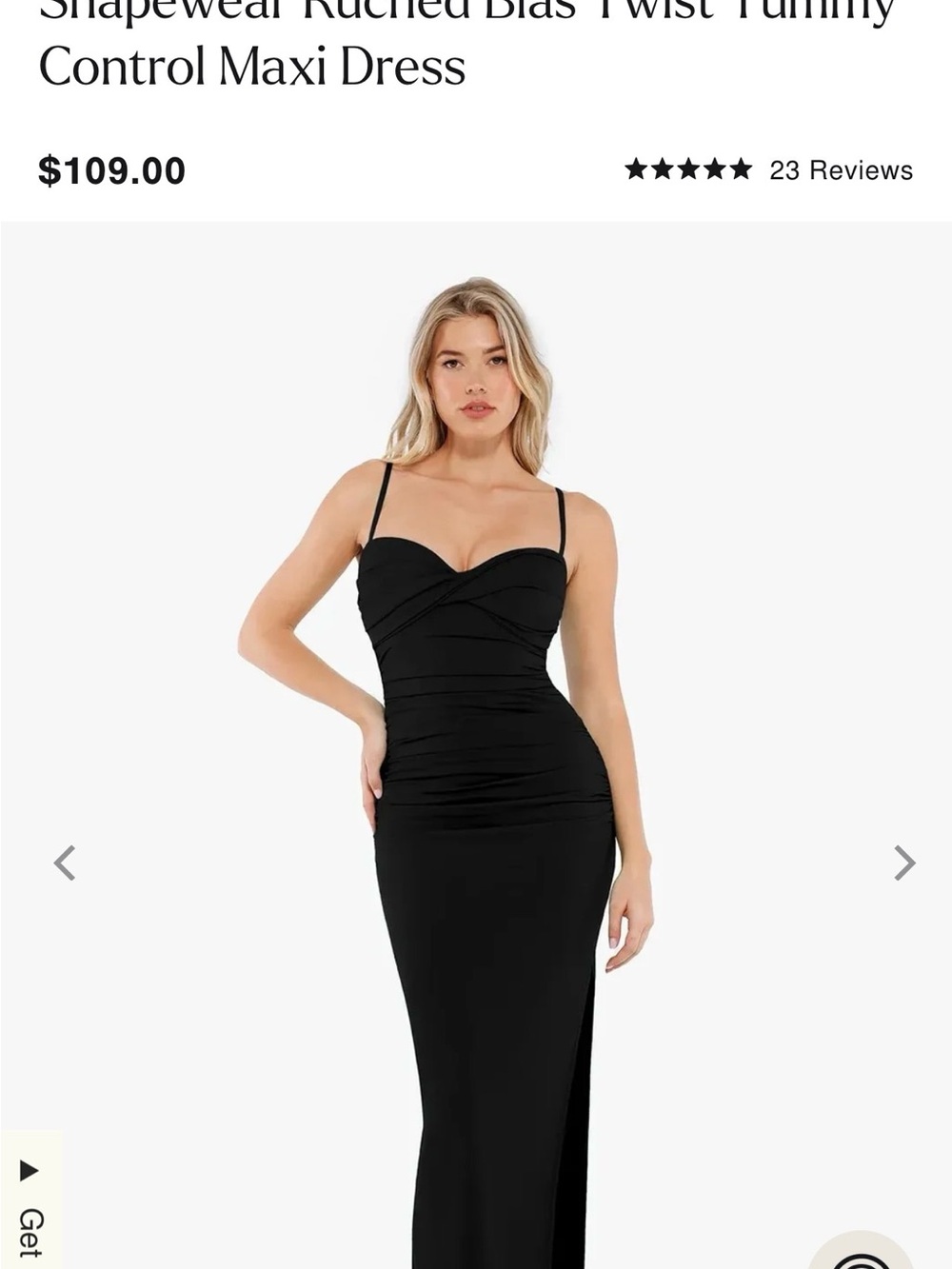 Medium Popilush Black Ruched Twist Tummy Control Maxi Dress